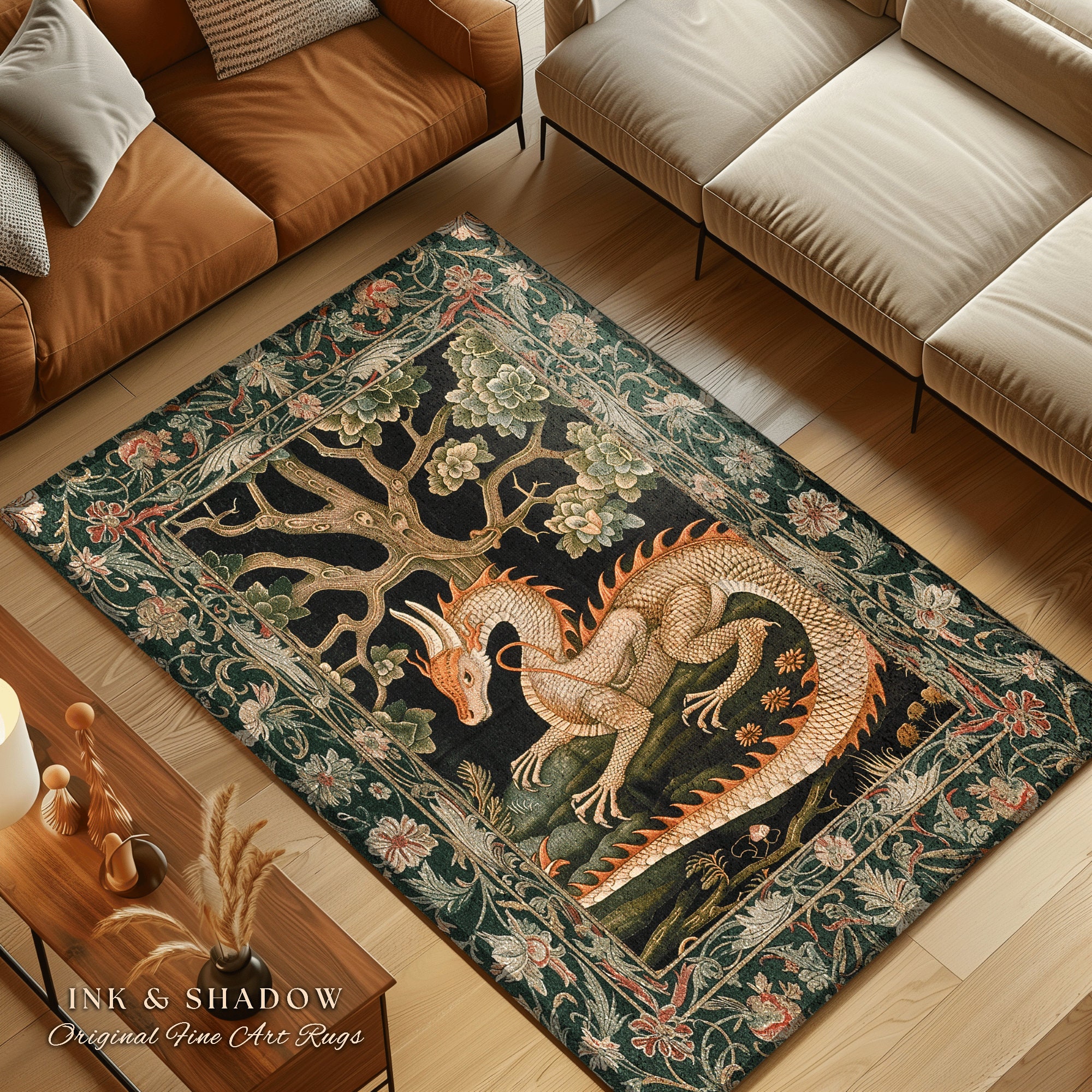 Baby Nursery Game - Enchanted Woods Dragon Rug Medieval Aesthetic