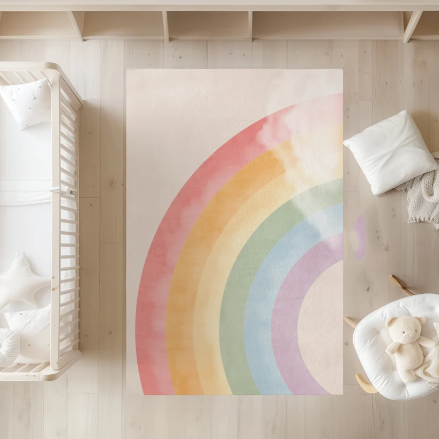 Watercolor Rainbow Nursery Rug - Baby Nursery Game recensie en prijs