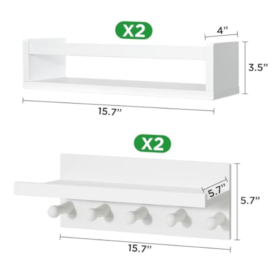Set of Four Floating Book Shel - Baby Nursery Floating Shelves recensie en prijs