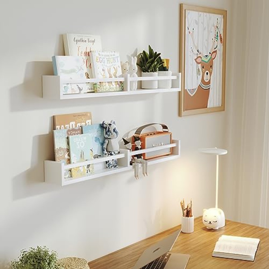 White Nursery Bookshelves32Inc - Baby Nursery Floating Shelves recensie en prijs