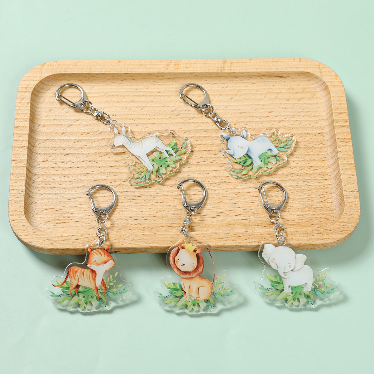 5pcs Jungle Animal Keychains S - Baby Nursery Jungle Theme recensie en prijs