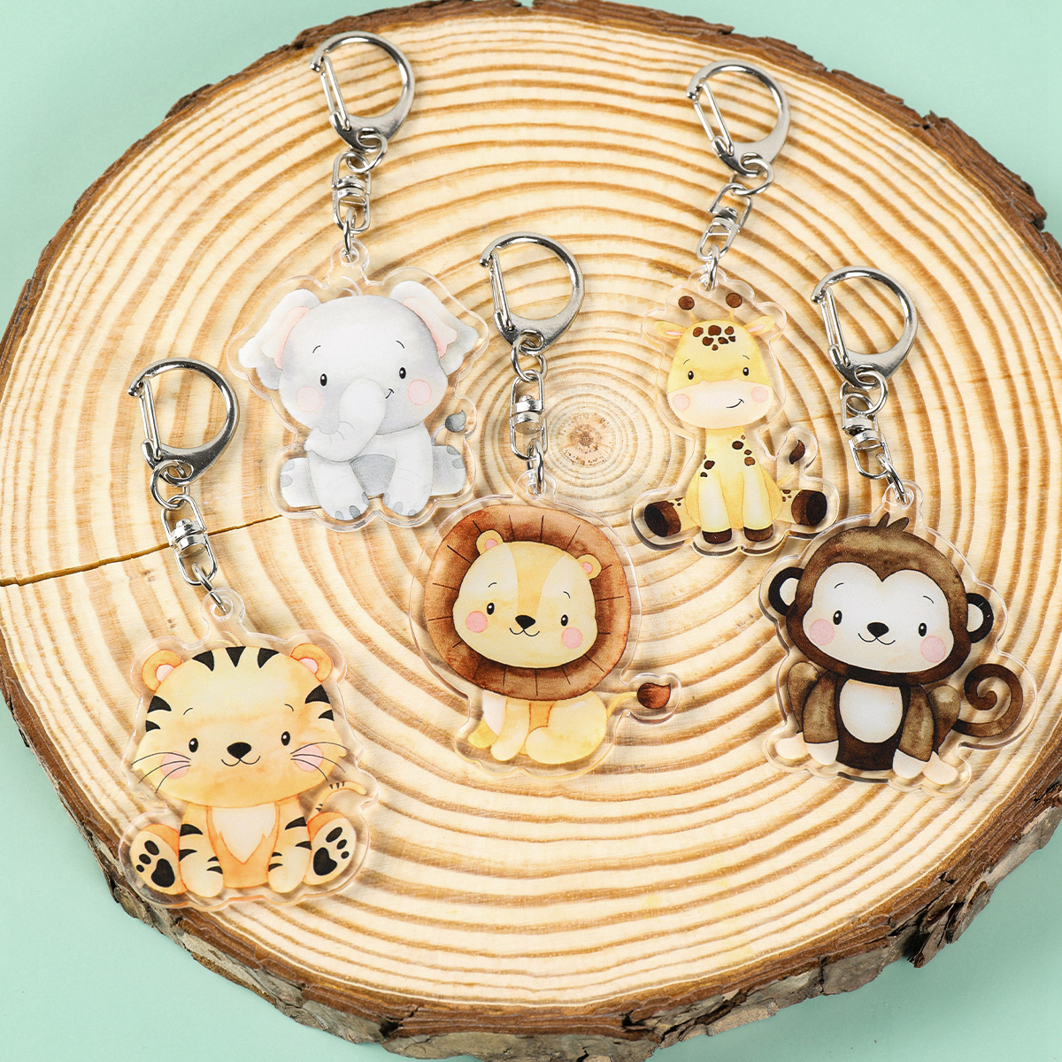 5pcs Jungle Animal Keychains S - Baby Nursery Jungle Theme recensie en prijs