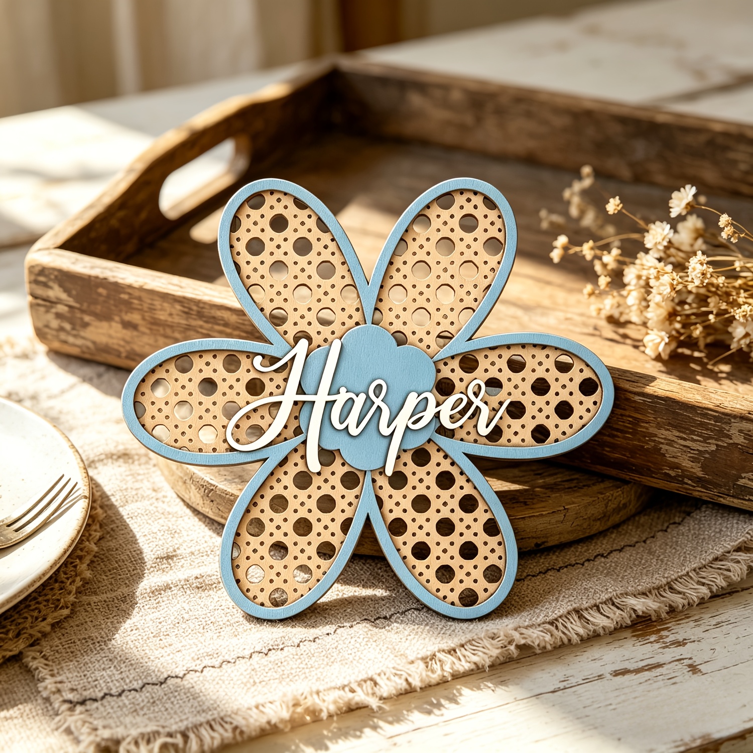 Personalized Boho Rattan Flowe - Baby Nursery Decorations recensie en prijs
