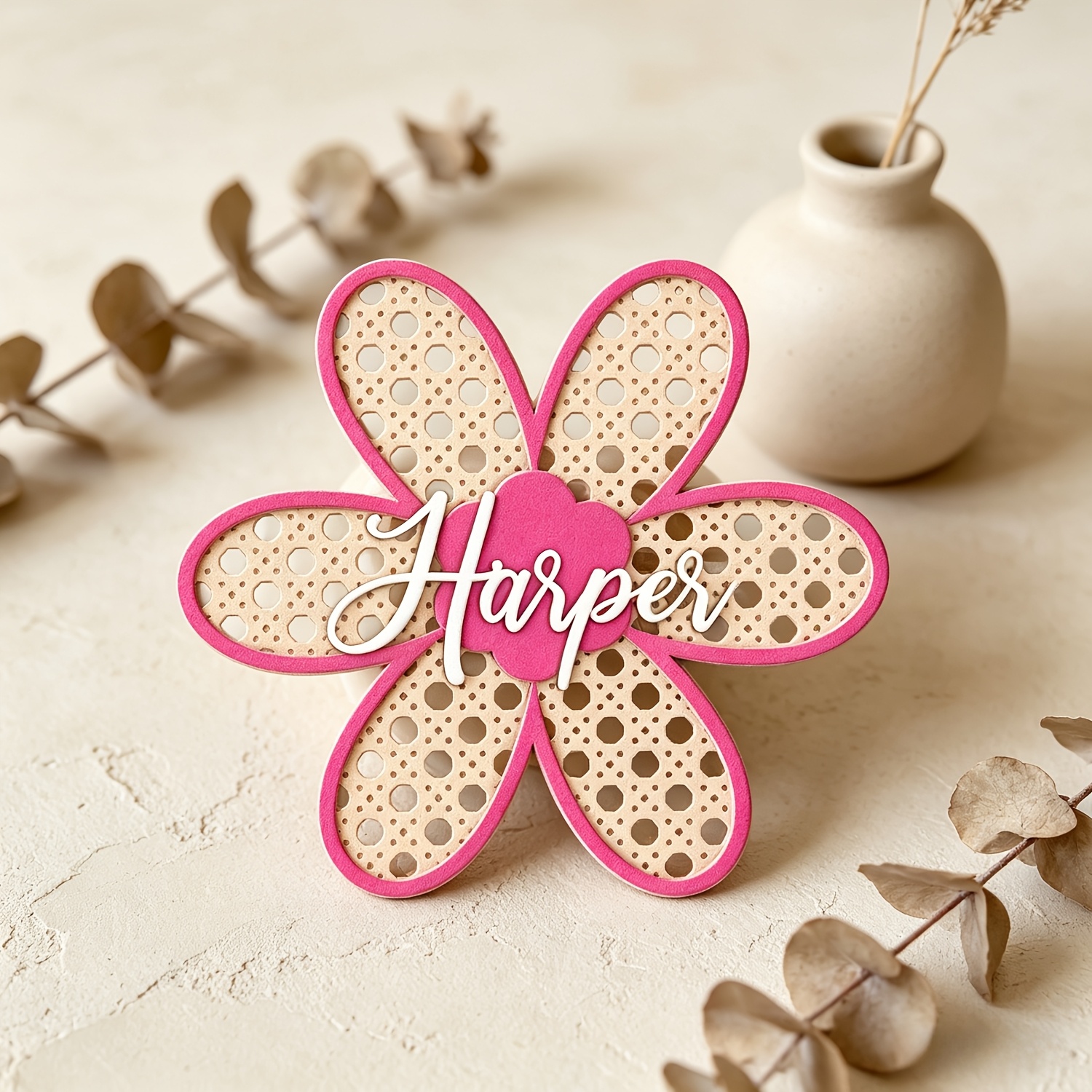 Personalized Boho Rattan Flowe - Baby Nursery Decorations recensie en prijs