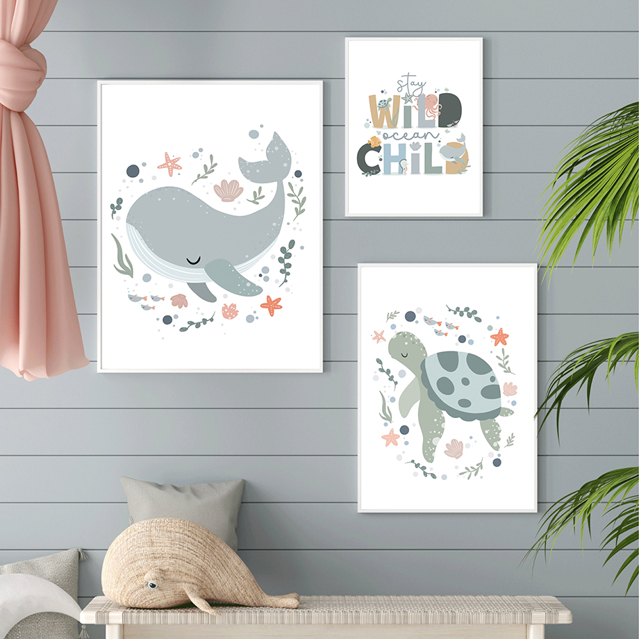 1pc frameless  Marine Life Oct - Baby Nursery Name Wall Art recensie en prijs