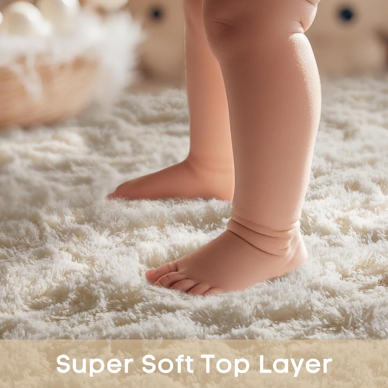 Round Cream White Rug Soft Flu - Baby Nursery Game recensie en prijs