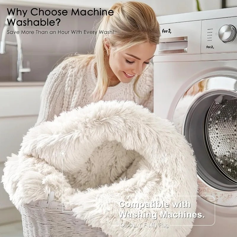 Round Cream White Rug Soft Flu - Baby Nursery Game recensie en prijs