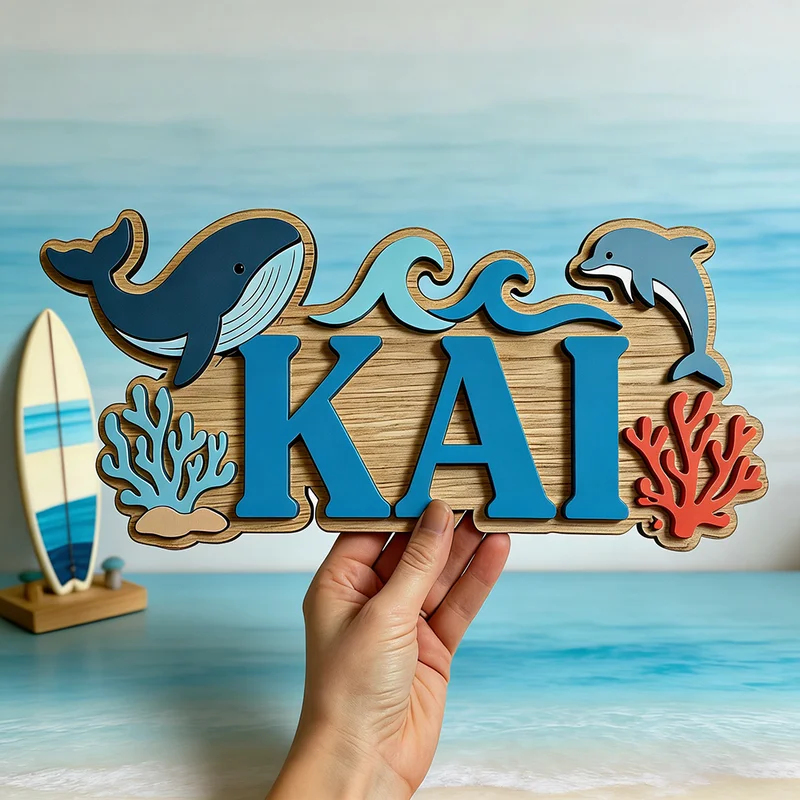 Ocean Whale Dolphin Themed Cus - Baby Nursery Name Wall Art recensie en prijs