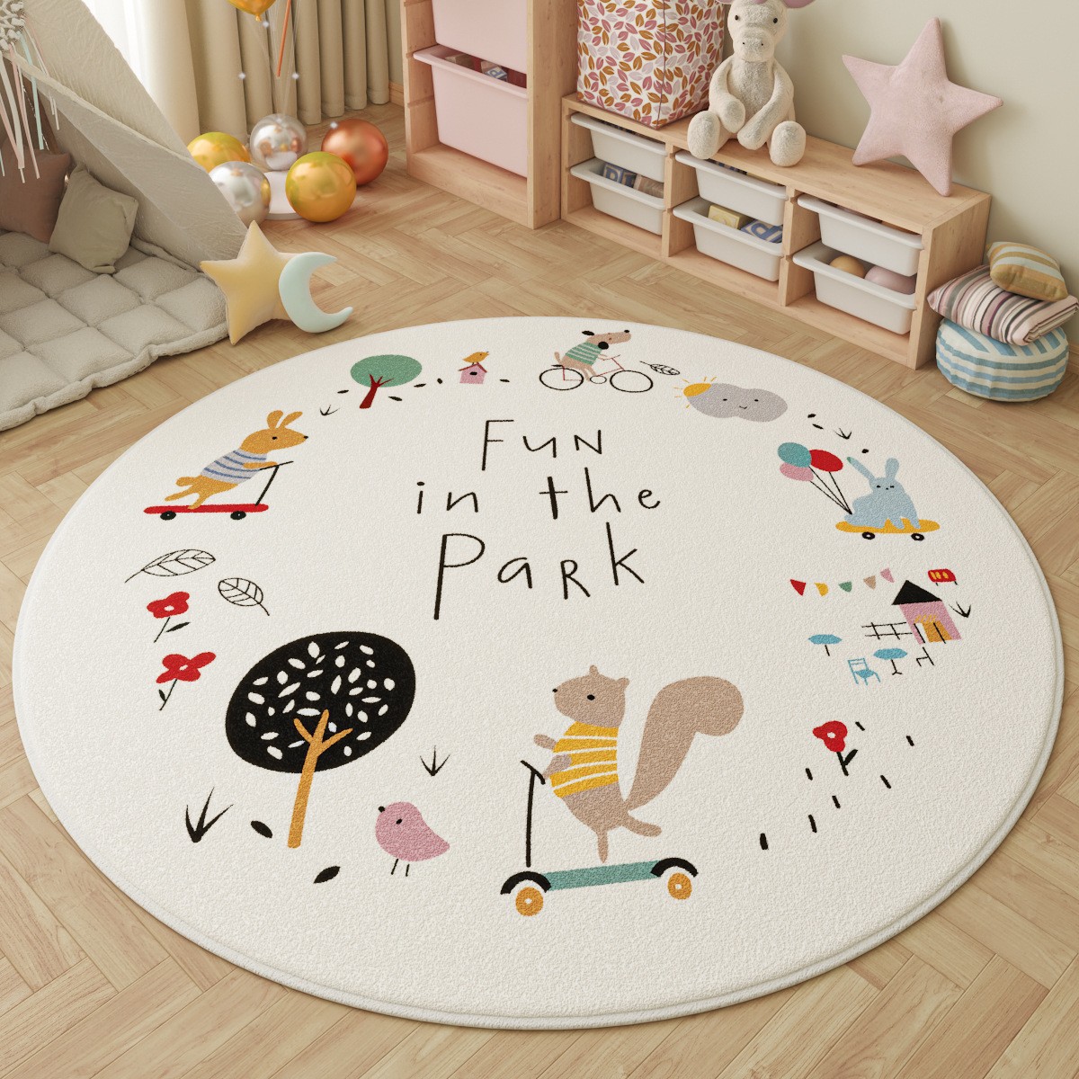 Fun in the Park Kids Round Rug - Baby Nursery Game recensie en prijs