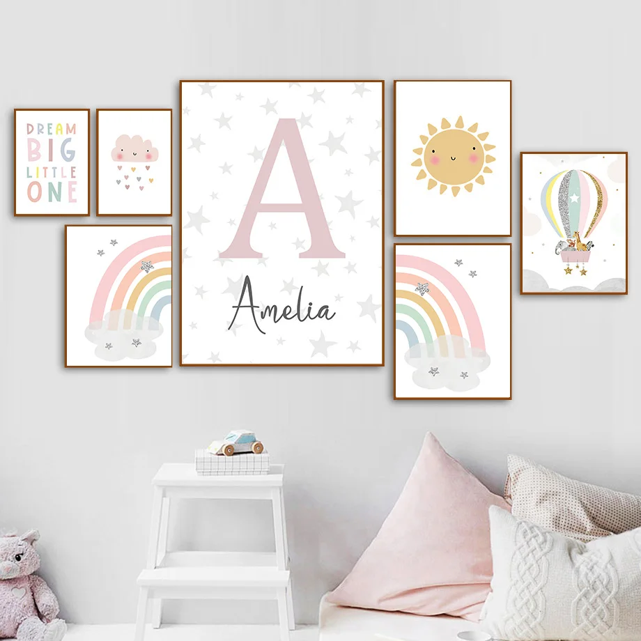 Giraffe Elephant Hot Balloon S - Baby Nursery Name Wall Art recensie en prijs