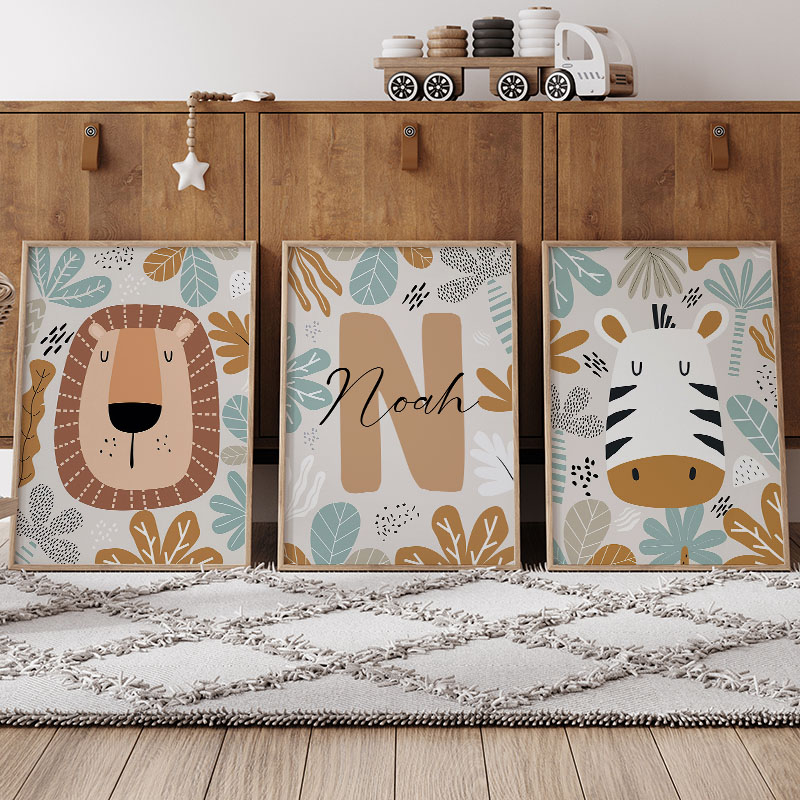 Lion Zebra Leaf Custom Name Nu - Baby Nursery Name Wall Art recensie en prijs