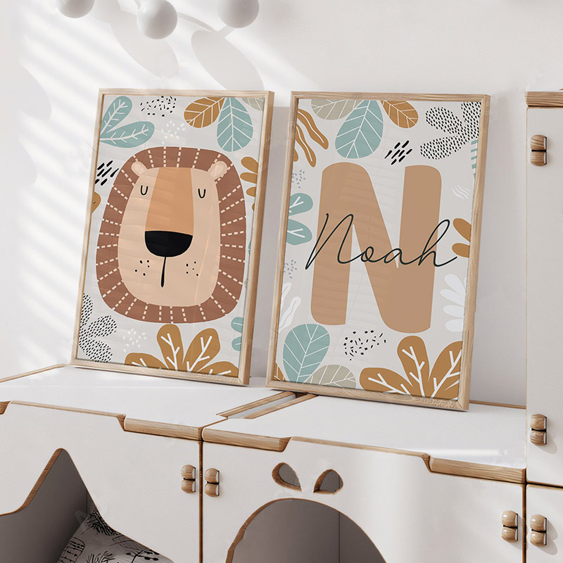 Lion Zebra Leaf Custom Name Nu - Baby Nursery Name Wall Art recensie en prijs