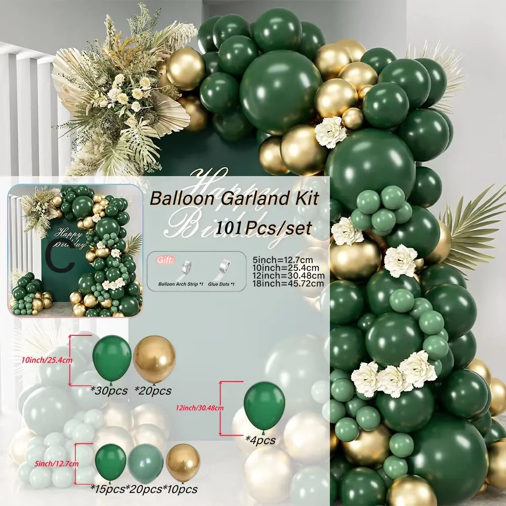 101Pcs Green Gold Latex Balloo - Baby Nursery Jungle Theme recensie en prijs
