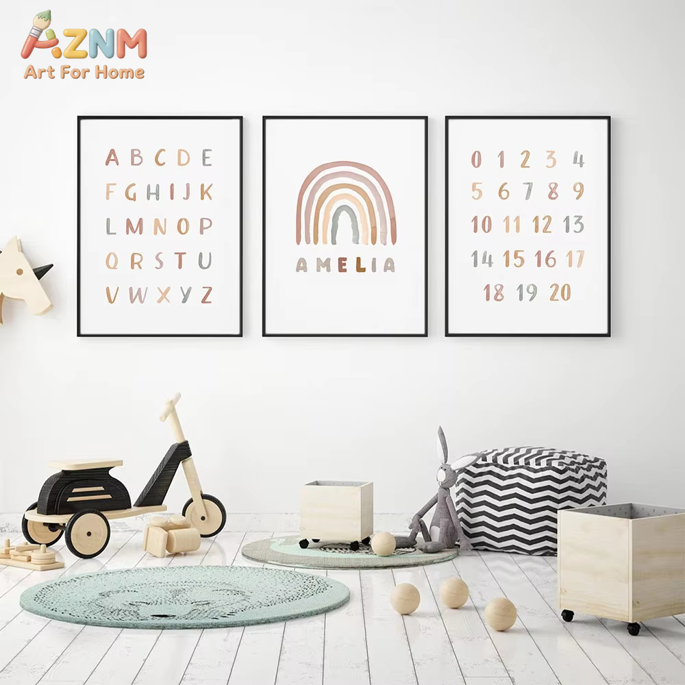 Poster Custom ABC 123 Rainbow  - Baby Nursery Name Wall Art recensie en prijs