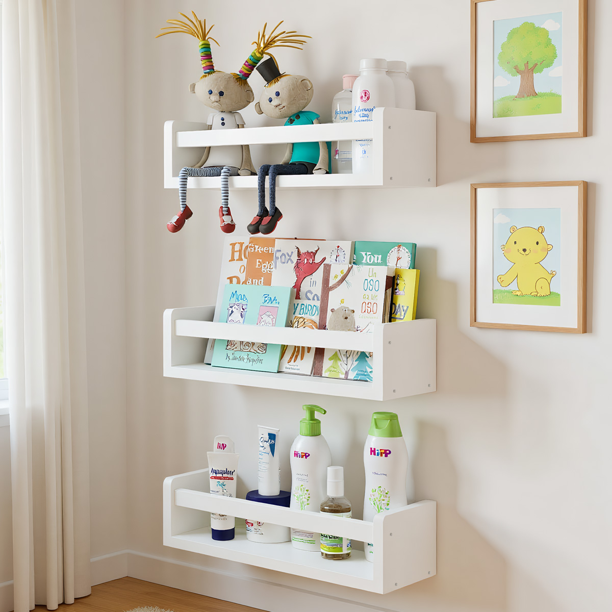 Set of 3 Nursery Book Shelves  - Baby Nursery Floating Shelves recensie en prijs