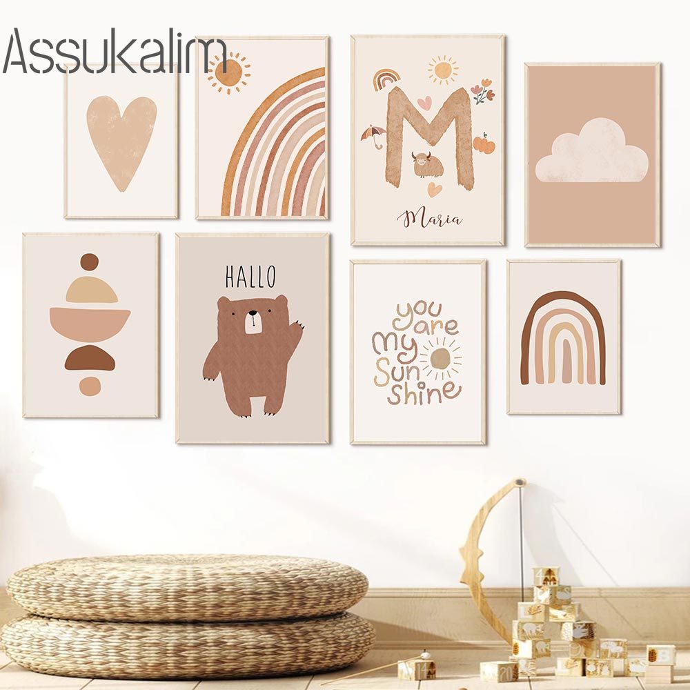 Boho Wall Art Beige Canvas Pos - Baby Nursery Name Wall Art recensie en prijs