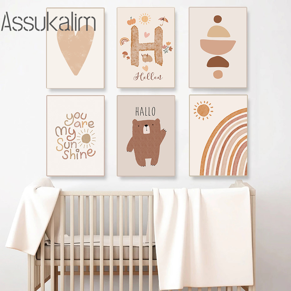 Boho Wall Art Beige Canvas Pos - Baby Nursery Name Wall Art recensie en prijs