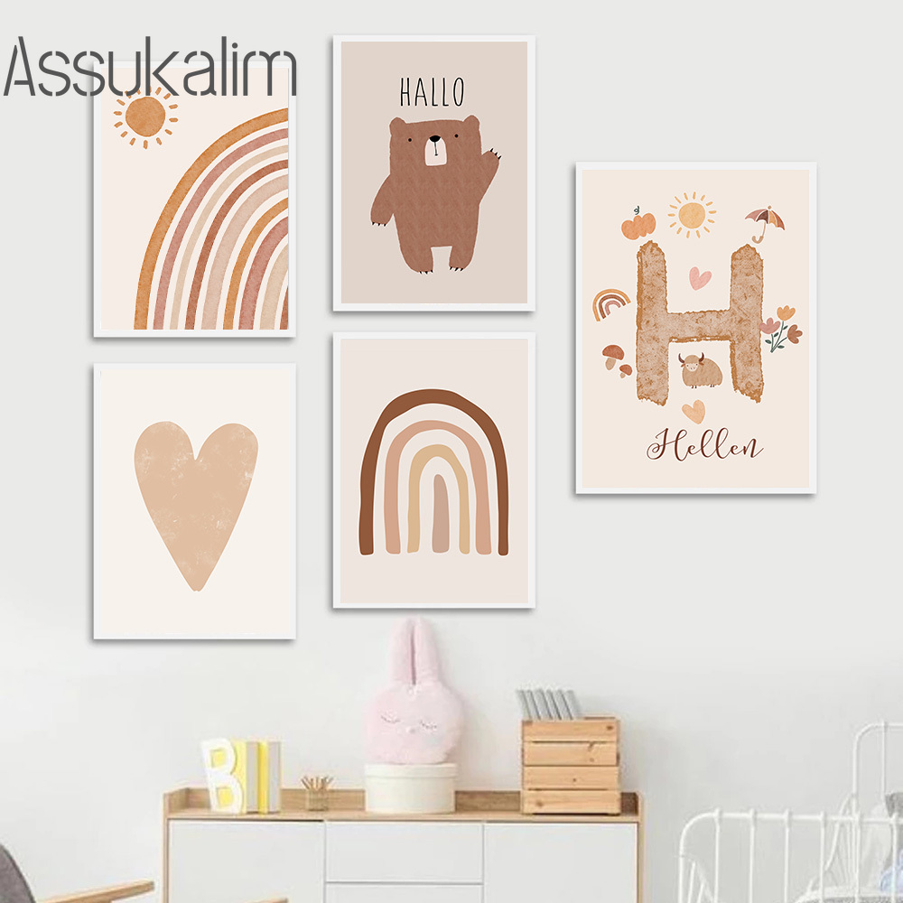 Boho Wall Art Beige Canvas Pos - Baby Nursery Name Wall Art recensie en prijs