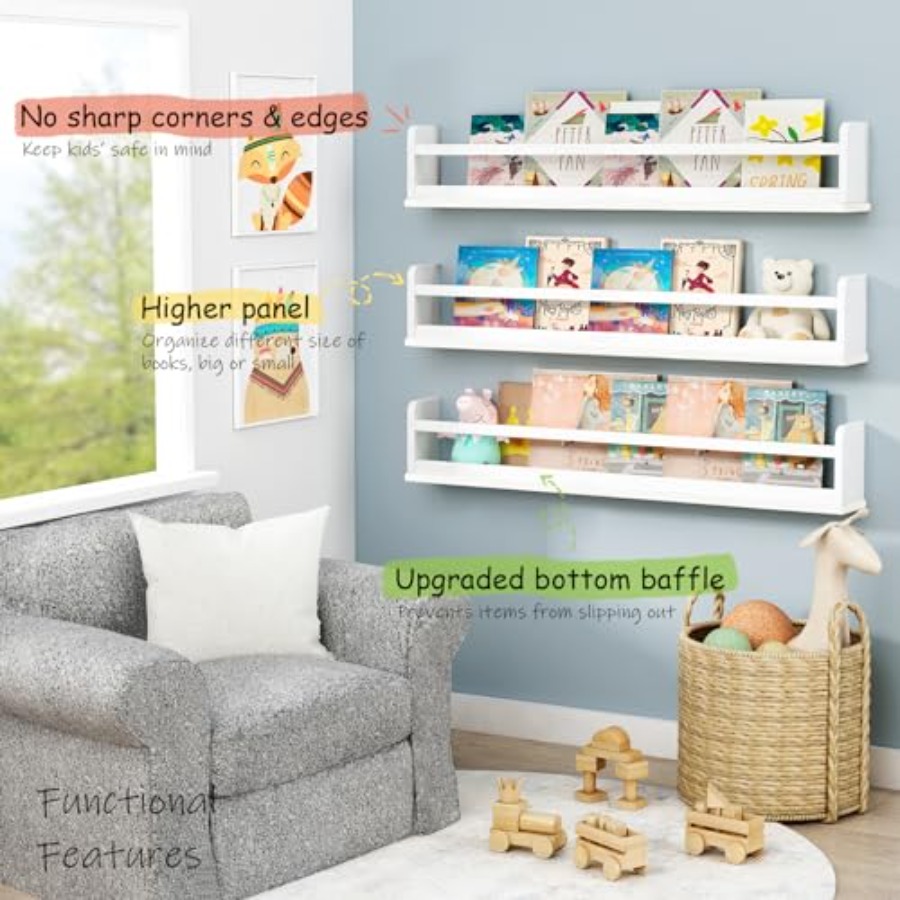 Harwaya Toddler Wall Bookshelf - Baby Nursery Floating Shelves recensie en prijs