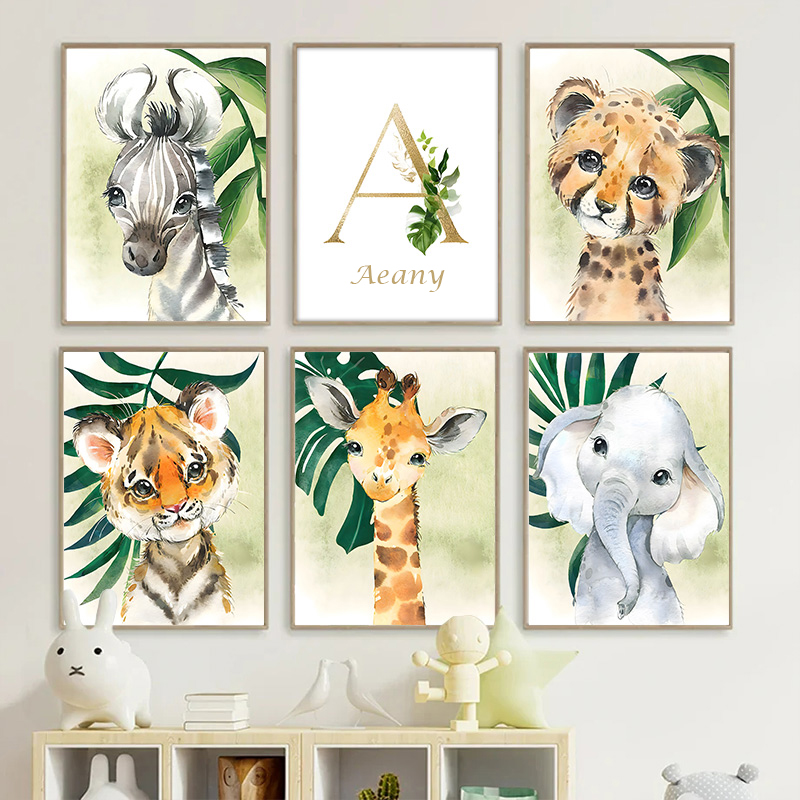Gold Kids Name Poster Jungle A - Baby Nursery Name Wall Art recensie en prijs