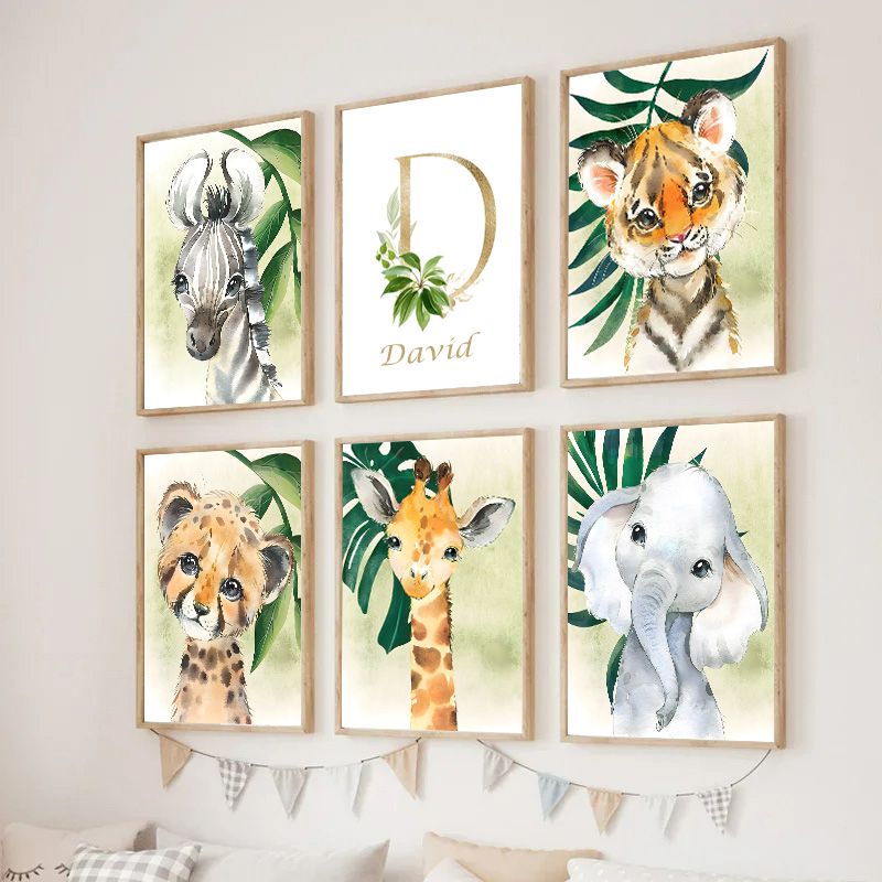 Gold Kids Name Poster Jungle A - Baby Nursery Name Wall Art recensie en prijs