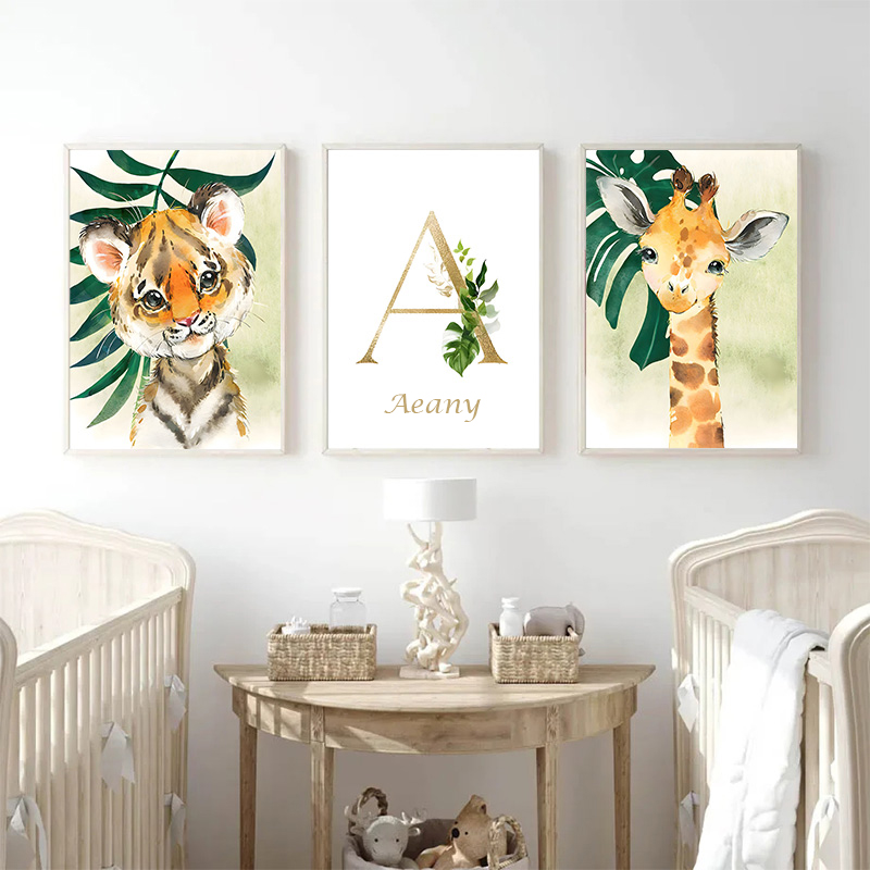 Gold Kids Name Poster Jungle A - Baby Nursery Name Wall Art recensie en prijs