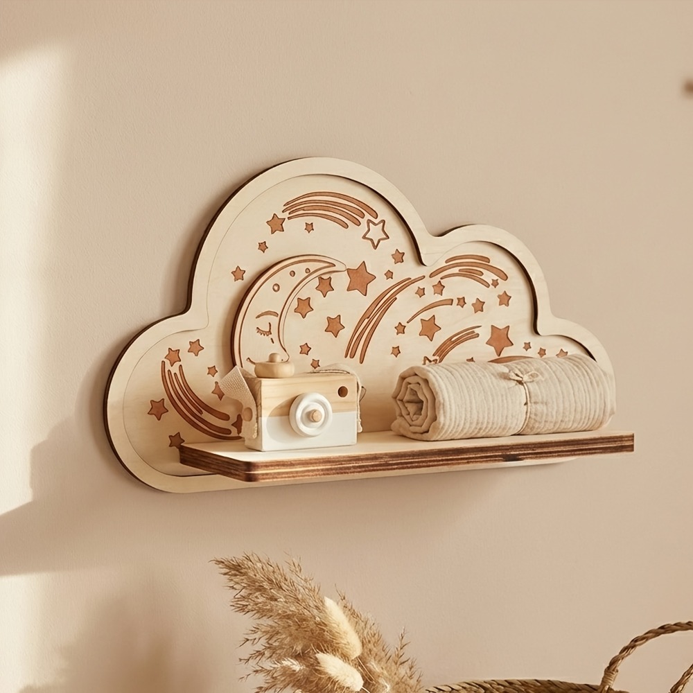 Wooden Cloud Wall Shelf Star M - Baby Nursery Floating Shelves recensie en prijs