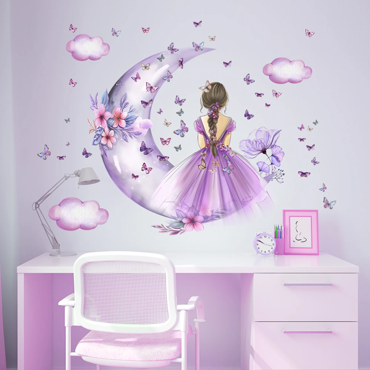 Girl Moon Butterflies Wall Sti - Baby Nursery Ideas Girl recensie en prijs