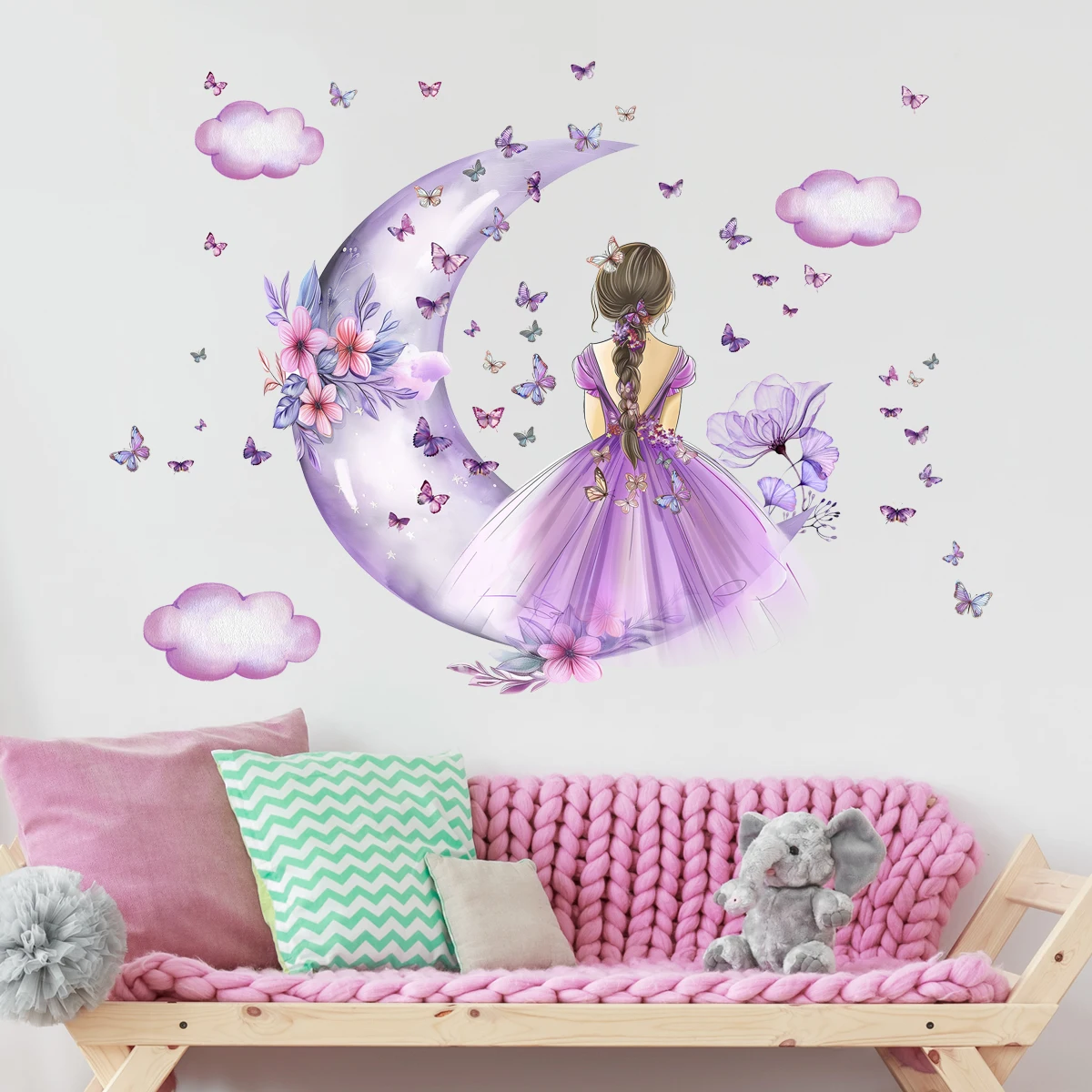 Girl Moon Butterflies Wall Sti - Baby Nursery Ideas Girl recensie en prijs