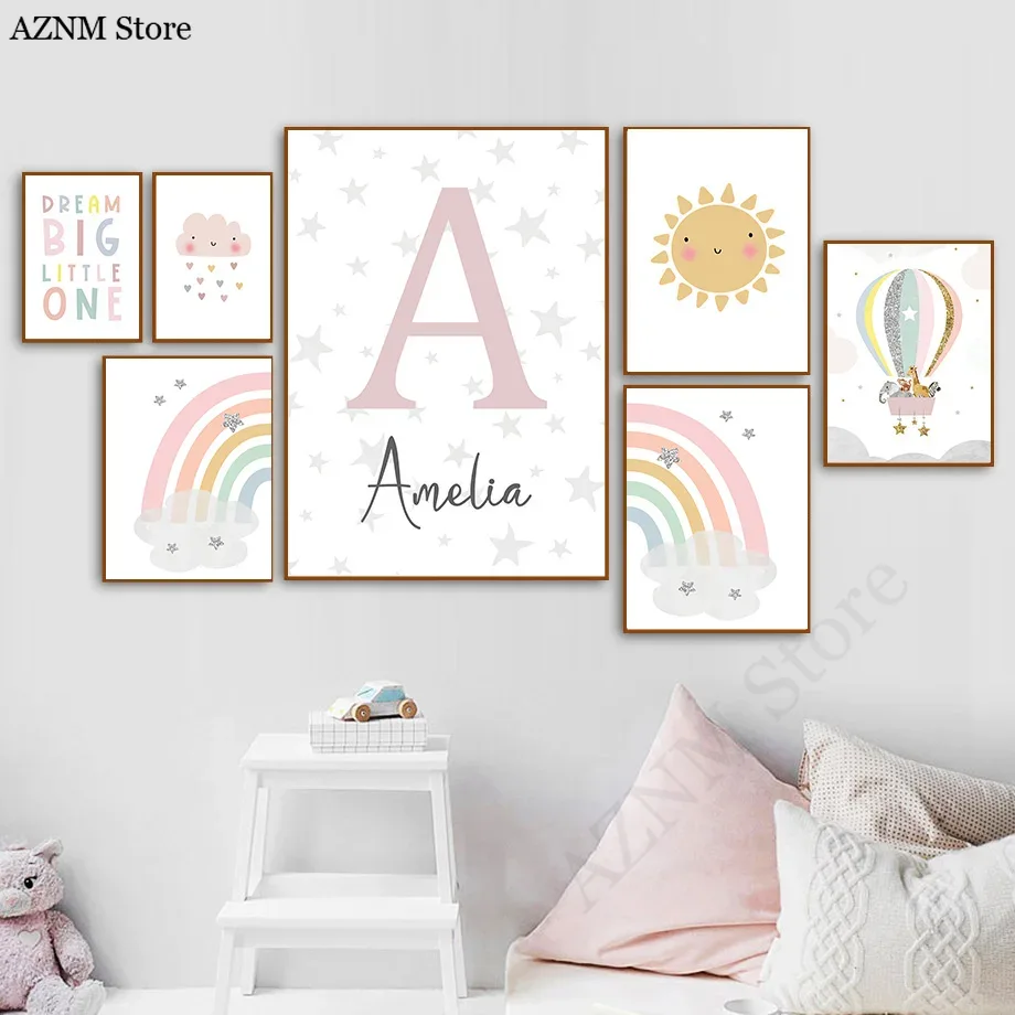 Giraffe Elephant Hot Balloon S - Baby Nursery Name Wall Art recensie en prijs