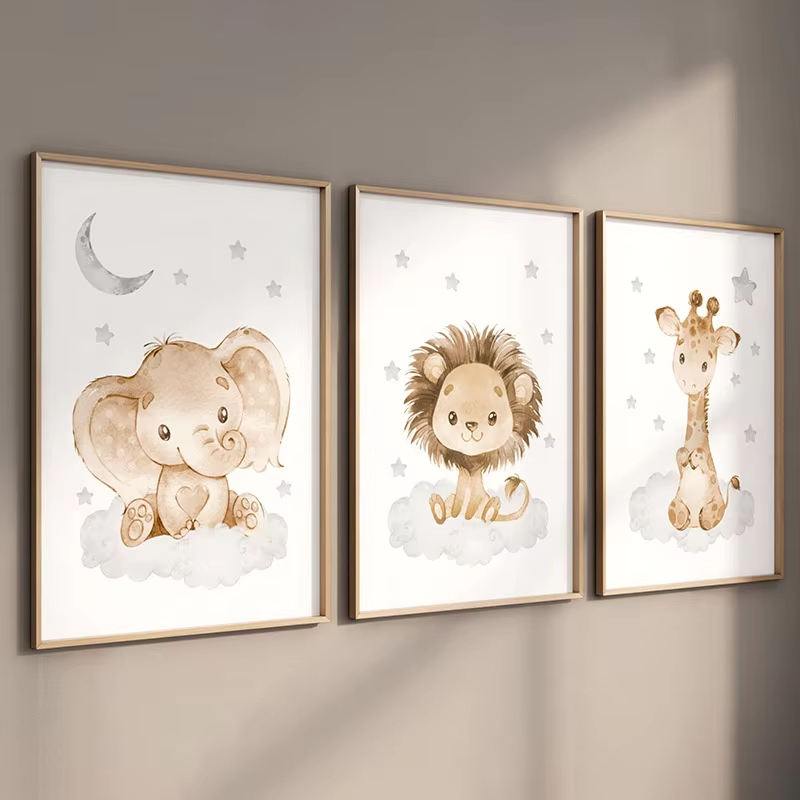 Elephant Giraffe Lion Custom B - Baby Nursery Name Wall Art recensie en prijs