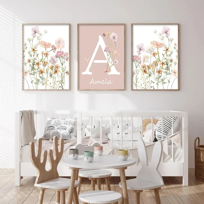 Pink Wildflowers Girls Names C - Baby Nursery Name Wall Art recensie en prijs