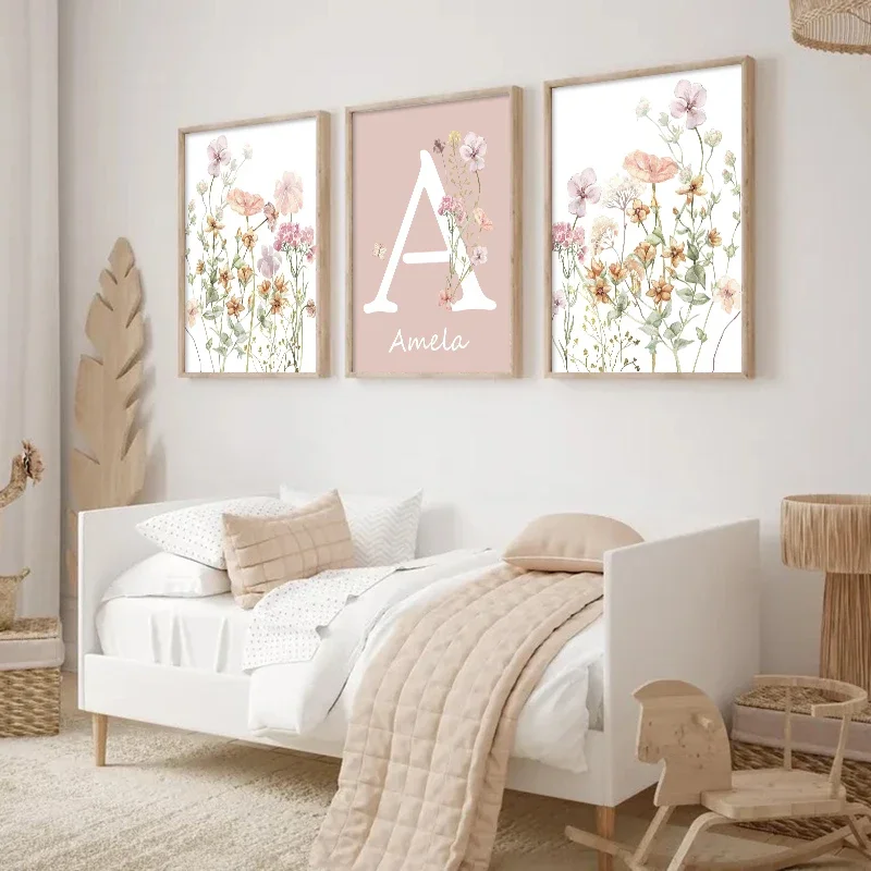 Pink Wildflowers Girls Names C - Baby Nursery Name Wall Art recensie en prijs