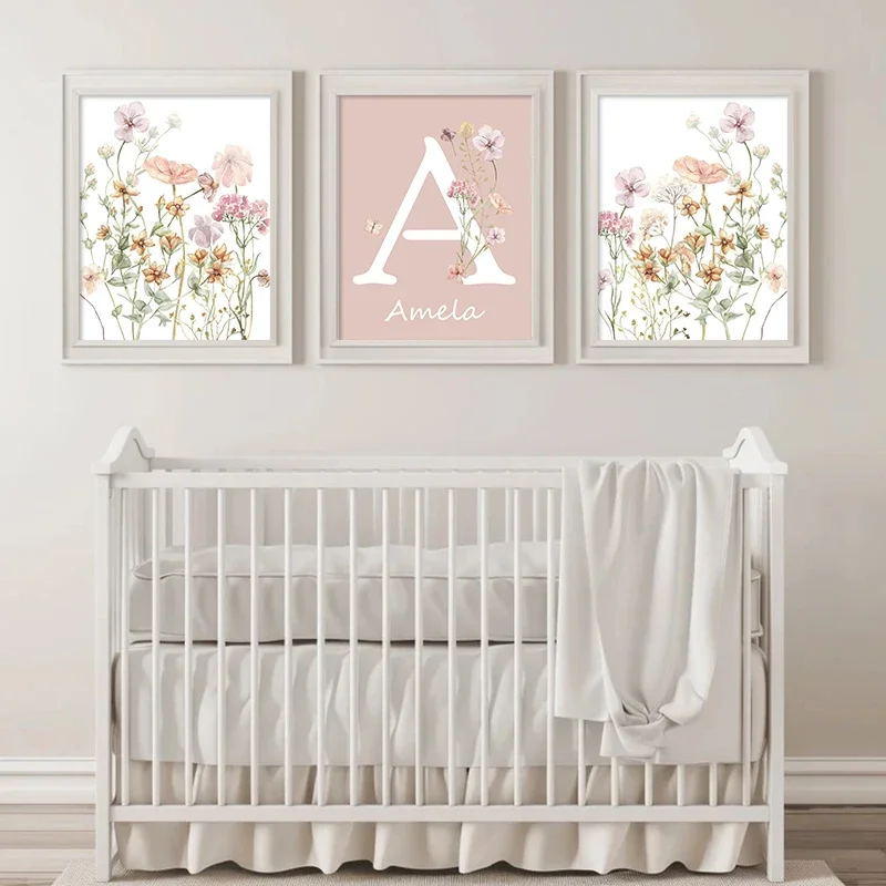 Pink Wildflowers Girls Names C - Baby Nursery Name Wall Art recensie en prijs