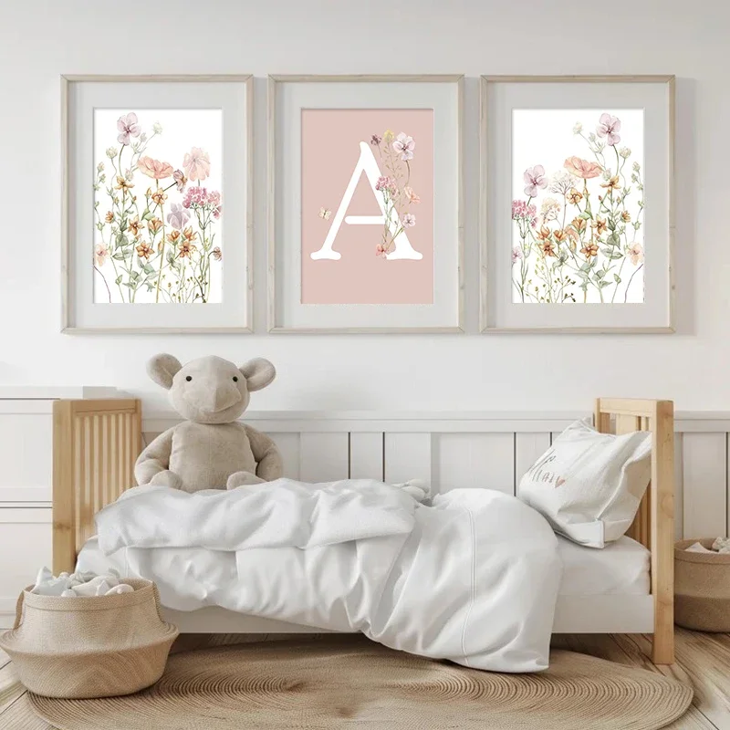 Pink Wildflowers Girls Names C - Baby Nursery Name Wall Art recensie en prijs