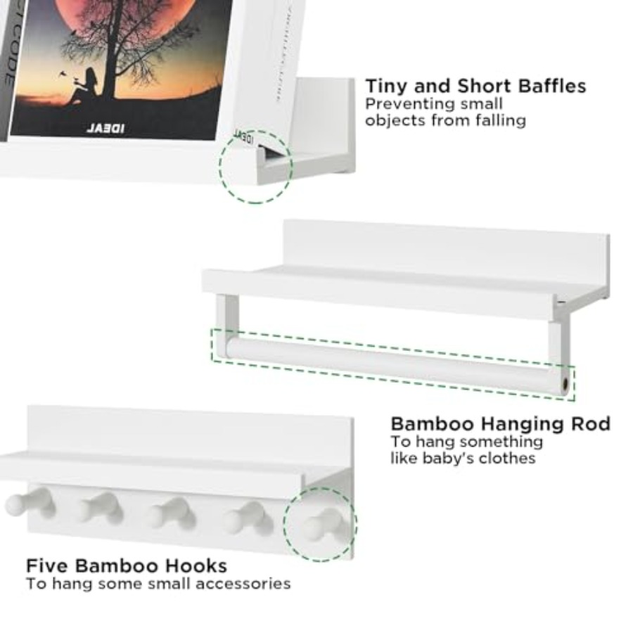 Set of Four Floating Book Shel - Baby Nursery Floating Shelves recensie en prijs