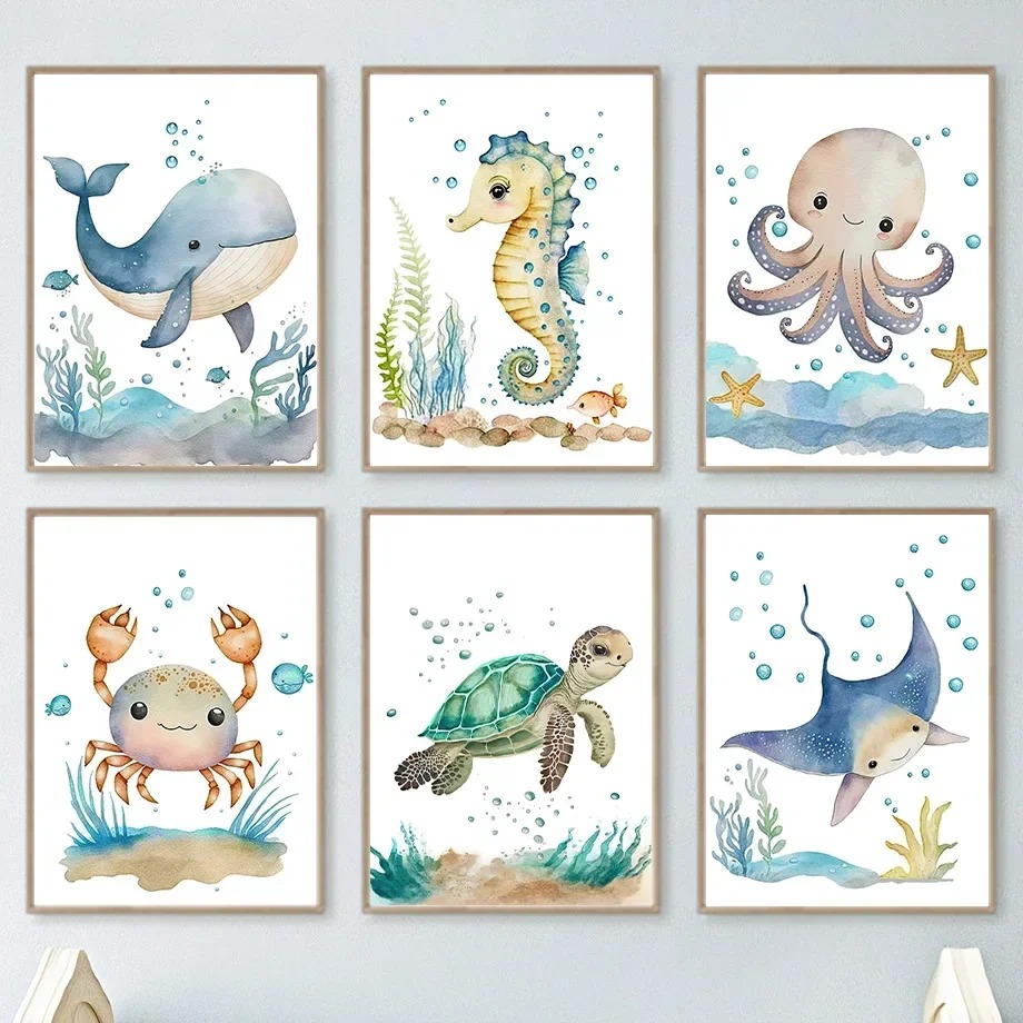 Cute Whale Sea Horse Octopus C - Baby Nursery Room recensie en prijs