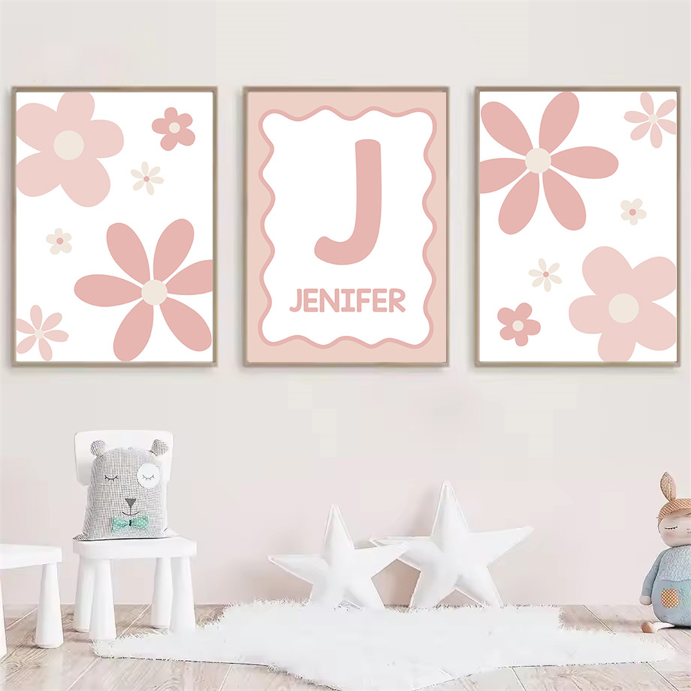 Cartoon Pink Daisy Poster Cust - Baby Nursery Name Wall Art recensie en prijs