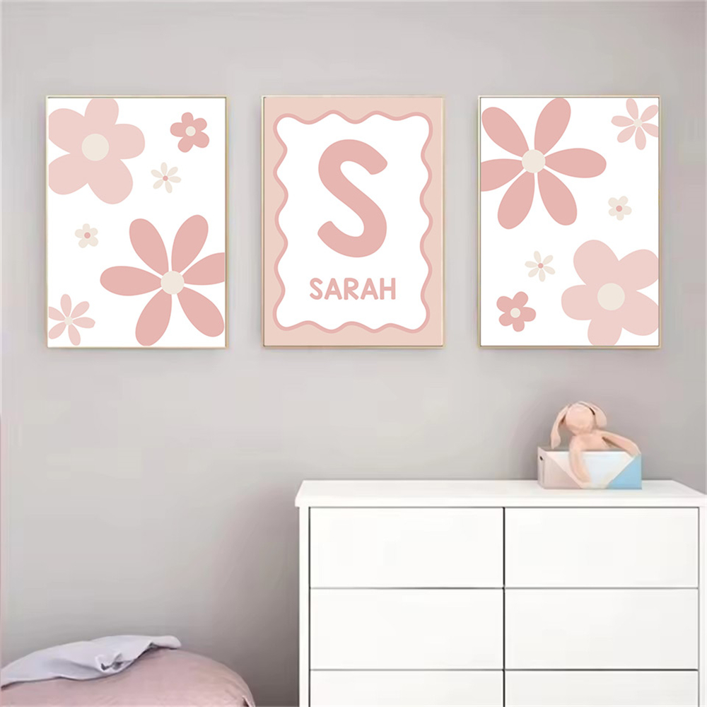 Cartoon Pink Daisy Poster Cust - Baby Nursery Name Wall Art recensie en prijs