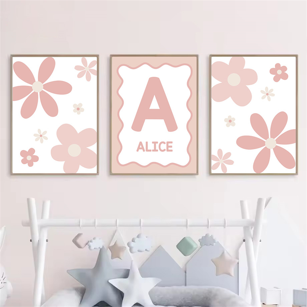 Cartoon Pink Daisy Poster Cust - Baby Nursery Name Wall Art recensie en prijs