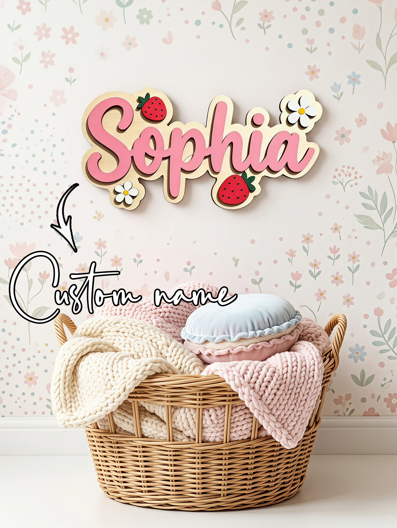 Custom Name Strawberry Daisy W - Baby Nursery Decorations recensie en prijs
