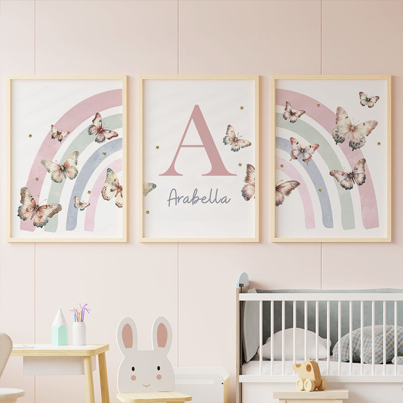 Pink Rainbow Butterfly Custom  - Baby Nursery Name Wall Art recensie en prijs