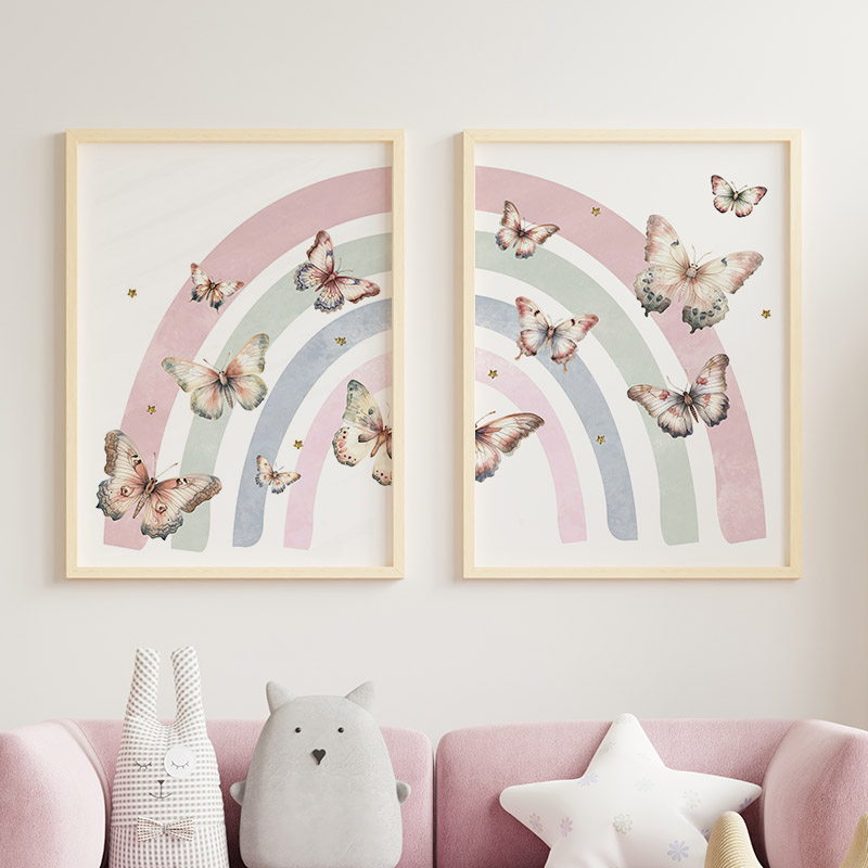 Pink Rainbow Butterfly Custom  - Baby Nursery Name Wall Art recensie en prijs