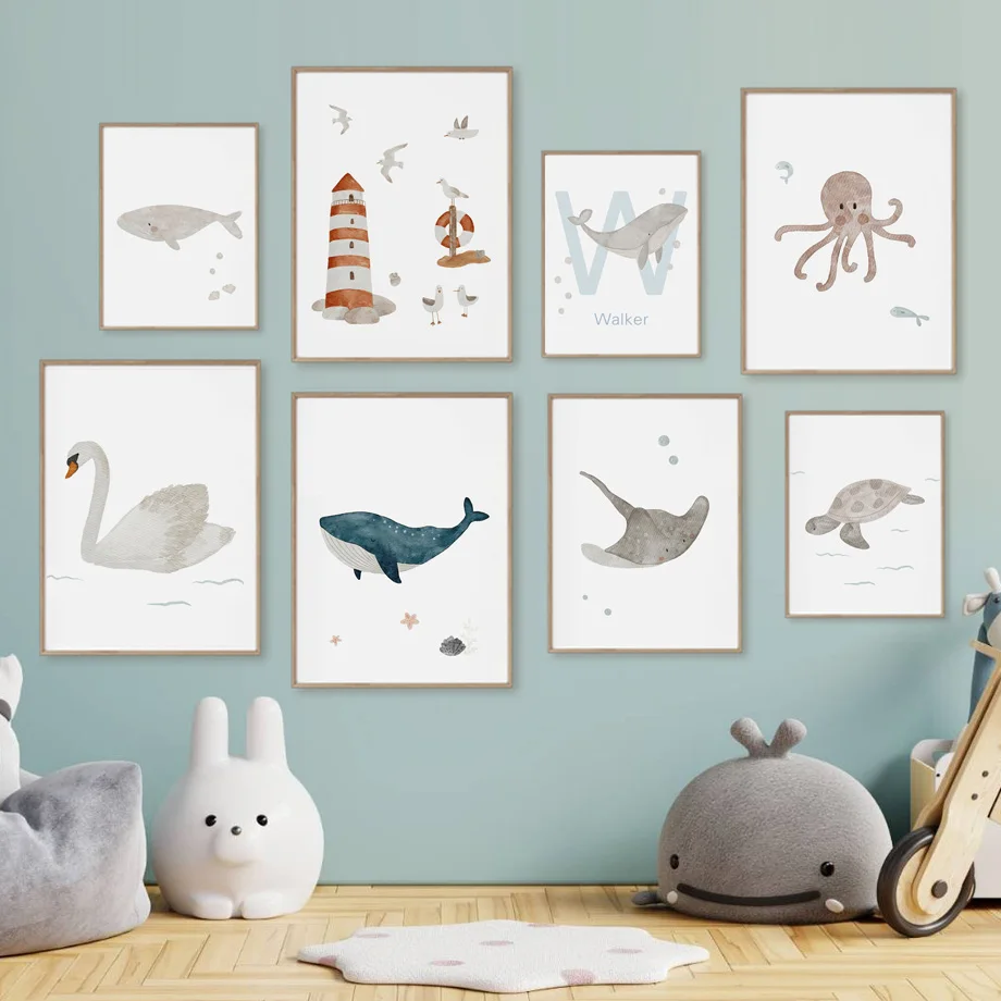 Custom Name Whale Octopus Turt - Baby Nursery Name Wall Art recensie en prijs