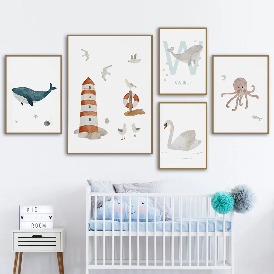 Custom Name Whale Octopus Turt - Baby Nursery Name Wall Art recensie en prijs