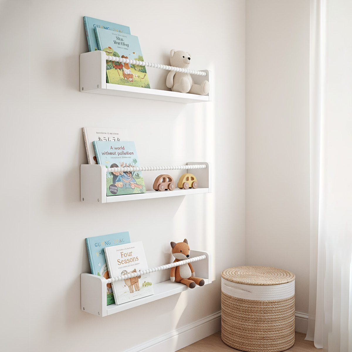 Wood Nursery Book Shelves, 15. - Baby Nursery Floating Shelves recensie en prijs