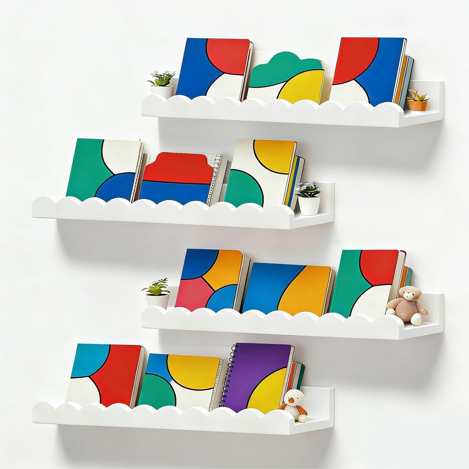 Set of 4 Floating Book Shelves - Baby Nursery Floating Shelves recensie en prijs